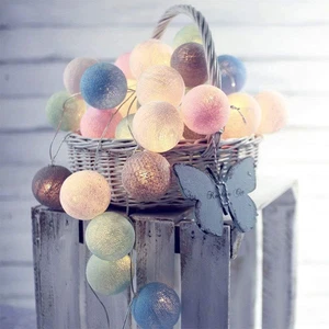 Fairy Lights LED String Lights Plug in Indoor - 3.8M 20 Pcs 6Cm Diameter Cotton - Picture 1 of 12