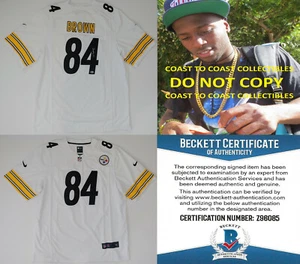 Antonio Brown signiert Pittsburgh Steelers Football Trikot Echtheitszertifikat Beweis Beckett BAS - Bild 1 von 5