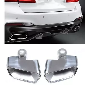 Silver Rear Exhaust Muffler Pipe For 2017-2021 18 BMW 5-Series G30 G31 530i 540i - Picture 1 of 6