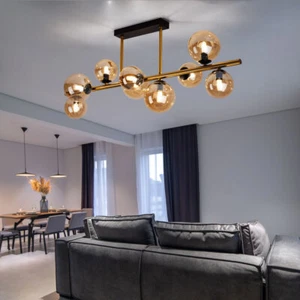 Deckenleuchte Deckenlampe Wohnzimmerleuchte Glaskugeln amber G9 LED L 87 cm - Bild 1 von 11