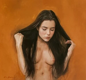 RARE OXER ORIGINAL Resonance nude beautiful cute Woman young lady girl PAINTING - Picture 1 of 1