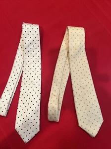 Two SILK TIES Pierre Balmain Paris POLKADOT Yellow & SLATE / & White & black - Picture 1 of 15