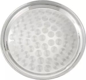 WINCO Round Stainless Steel Tray with Swirl Pattern, 12-Inch - Picture 1 of 2