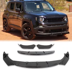 Front Bumper Lip Spoiler Splitter Body Kit Glossy Black For Jeep Renegade 15-22 - Picture 1 of 15