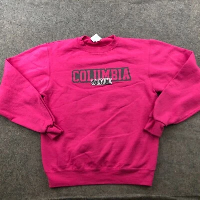Columbia State Sweatshirt Womens Small Pink Spell Out Fleece Eco Fleece * - Image 1 of 4