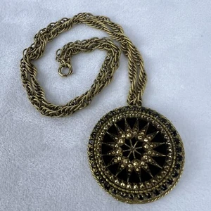 COLLAR ORIGINAL DE ROBERT NEGRO Y DORADO Sunburst Glass DE COLECCIÓN bisutería - Imagen 1 de 8