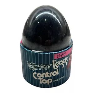 Vintage Winter L’eggs Egg Control Top Ribbed Opaque Pantyhose Navy Size Q - Picture 1 of 4
