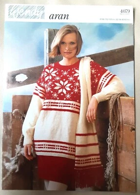 New Original Wendy Aran Ladies Sweater &scarf Knitting Pattern 4079 - Image 1 of 3