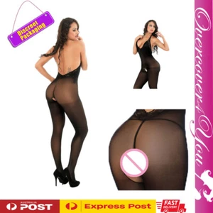 Sexy Lingerie Lace Sheer Bodysuit Stocking Open Crotch Suspender Garter AU - Picture 1 of 8