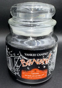 NEVER USED Yankee Candle Beware PATCHOULI Spells Halloween 12.5 Oz Jar Black - Picture 1 of 5
