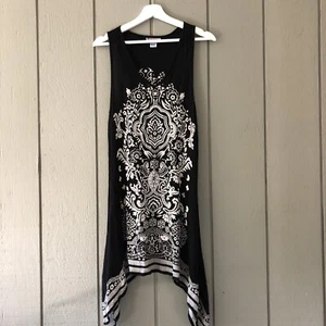 Just Cruising Free Size 100% Rayon Made India Gauzy Black Cover Up Dress Sheer - Picture 1 of 10