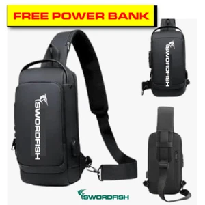 Swordfish™Men's Crossbody Bag Shoulder Sling Bag Anti-theft Lock FREE POWER BANK - Picture 1 of 7