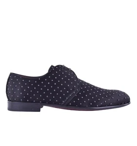 DOLCE & GABBANA Polka Dot Silk Derby Shoes MILANO Black - Picture 1 of 4