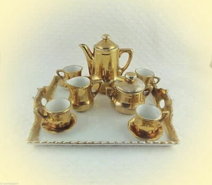 SERVICE A CAFE MINIATURE PORCELAINE DE SAXE de 1931 JLMENAU / maison de poupée - Photo 1/9