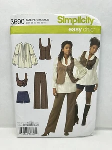 Simplicity 3690 Misses Top Vest Pants Shorts Pattern 12-20 *uncut* - Picture 1 of 3