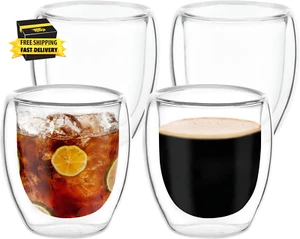 Espresso Schnapsglas, 4 Stück 2 Unzen Doppelwandige Glas Kaffeetassen ⭐️⭐️⭐️⭐️⭐️ - Bild 1 von 7