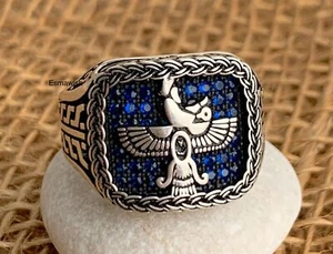 Persian ahura Mazda zoroaster farvahar emblem zoroastrian 925 silver - Picture 1 of 5