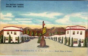 NEW MEXICO RATON COURTS ROADSIDE MOTEL VINTAGE LINEN POSTCARD - Picture 1 of 2