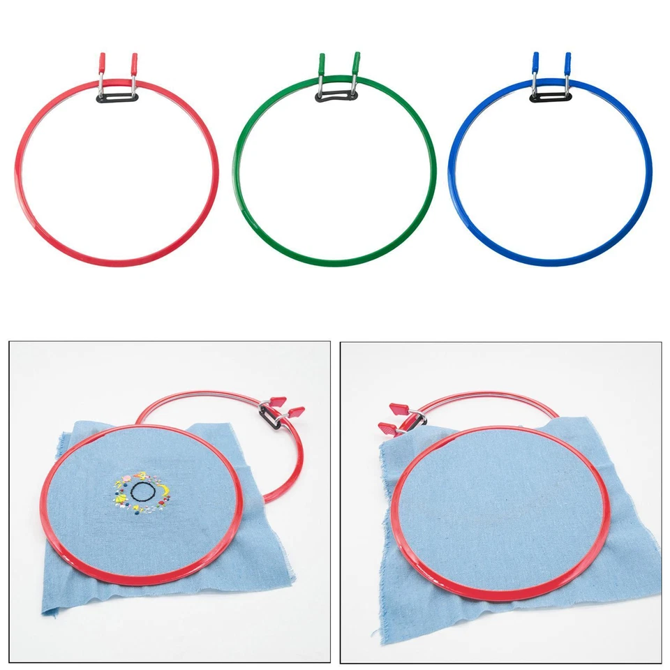 Adjustable Plastic Embroidery Hoop 8.7inch Circle Cross-Stitch Sewing Display - Image 1 of 1