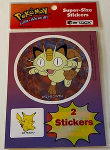 POKEMON MEOWTH ASST Super Size Stickers Pack Artbox 1999 NEW Sealed Vintage ❤️ - Picture 1 of 6