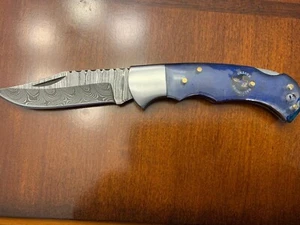 Baltimore Ravens Damascus Steel Folding Pocket Knifes - Picture 1 of 3
