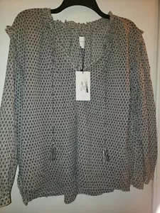 Sundays womens 1X plus size black & white lightweight cotton blouse - Picture 1 of 2