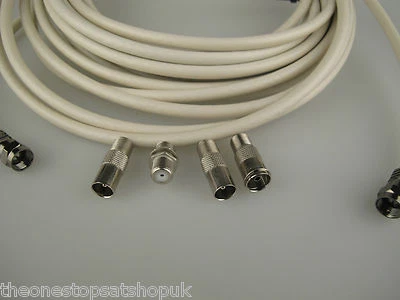 Kit rallonge câble TV câble universel RF coaxial blanc 1 m antenne, satellite, ciel