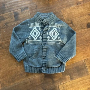 Gymboree Boys Small 5/6 Sweater Grandpa Fair Isle Button Front Knit Cozy Wool - Picture 1 of 6