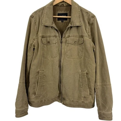 Jaqueta Guess Los Angeles Masculina de Lona Celeiro Campo Casaco Verde Oliva Tamanho G - Imagem 1 de 4