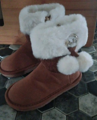 Nuevas Botas Michael Kors Niñas Pequeñas 7 Botines Gamuza Caramelo Botas Foto 1 de 3