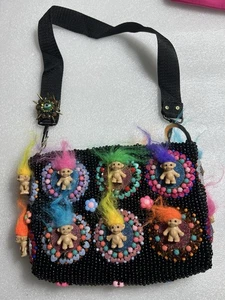 Handgefertigte Vintage Troll Puppe Perlen Schultertasche Retro Sara Molano Handtasche - Bild 1 von 14