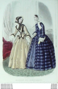 Mode Magasin des demoiselles 1853 #  4 Gravure originale aquarellee - Picture 1 of 1