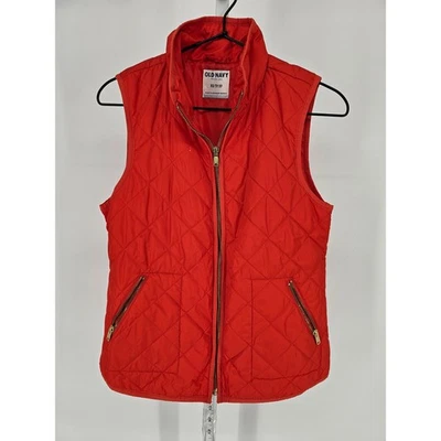 Old Navy Womens Sz XS Quilted Zip Up Puffer Vest Orange Red - Image 1 of 3