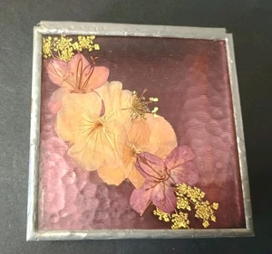 Vintage Rose Rosa Bleiglas Verspiegelter Sockel Schmuckschatulle - Bild 1 von 10