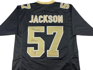 Maglia calcio autografa firmata Rickey Jackson COA New Orleans Saints Great HOF - Foto 1 di 1