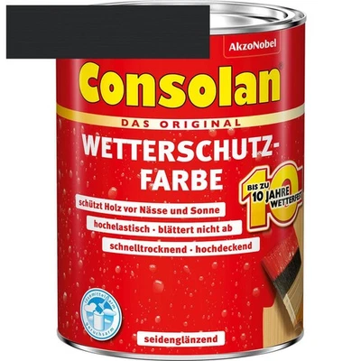 Wetterschutzfarbe deckend schwarz 750 ml Consolan Holzfarbe Holzschutzfarbe - Bild 1 von 2