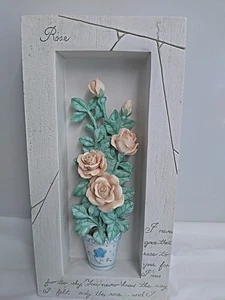 Shudehill Rose Design handbemalt Harz Wandrelief Schattenkasten Stil - Bild 1 von 5