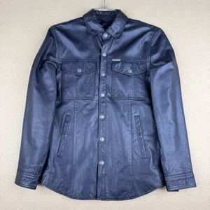 VTG Harley Davidson Cowhide Leather Biker Shirt MENS SMALL Lined Bar Snap Jacket - Picture 1 of 16