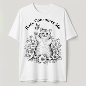 T-Shirt Rage Consumes Me süß Katze Kätzchen Schmetterling Blumen lustig Katzenliebhaber Shirt - Bild 1 von 9