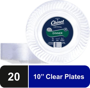 Crystal® Premium Plastic Dinner Plates, Clear, 10", 20 Count,Cocktail & Party - Picture 1 of 10