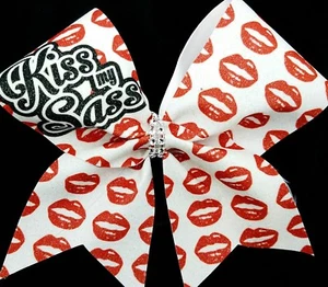 Cheer Bow - Kiss My Sass - Glitter - Hair Bows - Picture 1 of 1