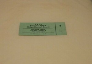 1973 PRINCETON YMCA BASEBALL BENEFIT TICKET VOUCHER GOOD CONDITION VERY RARE