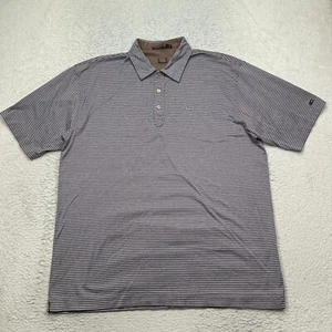 Nike Tiger Woods Polo Mens XL Blue Brown Golf Shirt Striped - Picture 1 of 9