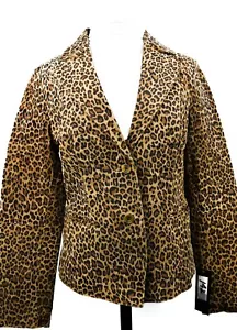 Mark Alen Vintage Women's Blazer Leopard Print Suede Mid Length Blazer Med New - Picture 1 of 3