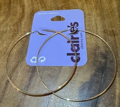 Claire’s Earrings Gold Tone Thin Hoops 2.5” FREE SHIPPING - Image 1 of 4