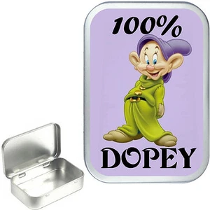 100% Dopey 1oz Silver Hinged Tobacco Tin,50ml Hinged Tin, Sewing Tin, Pill Box - Picture 1 of 3