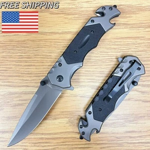 9" Military Rescue Tactical Spring Assisted Folding Pocket Knife Open Blade EDC - Picture 1 of 7