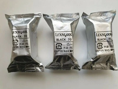 LEXMARK 70 x 3 Genuine Black Ink Cartridges - Original! 3 x Lexmark 70 - Image 1 of 4