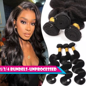 100g 30 Inch Brazilian Virgin Human Hair Bundles Body Wave Weft Remy Extensions - Picture 1 of 20