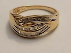  14k YELLOW GOLD BAGUETTE & ROUND DIAMOND MULTI-ROW BAND RING size 7